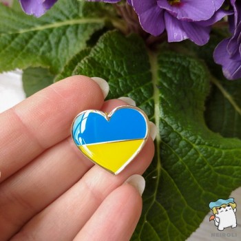 Значок, пін, брошка Седце України жовто-блакитне  